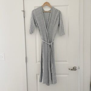 Garnet Hill Cable Knit Cotton Duster Cardigan Cozy